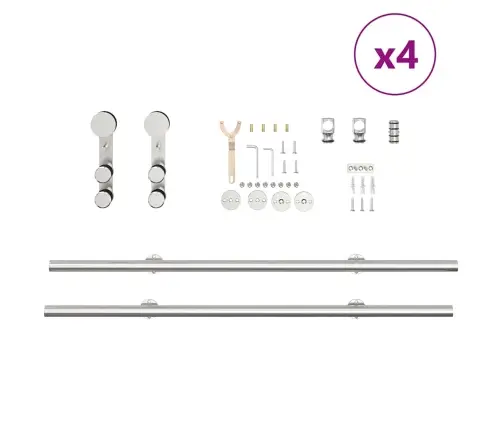 Bīdāmo Durvju Sistēma, 366 Cm, Nerūsējošs Tērauds Vidaxl