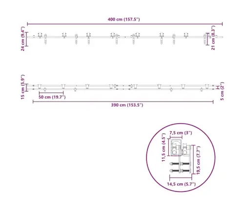 Bīdāmo Durvju Sistēma, 400 Cm, Nerūsējošs Tērauds Vidaxl