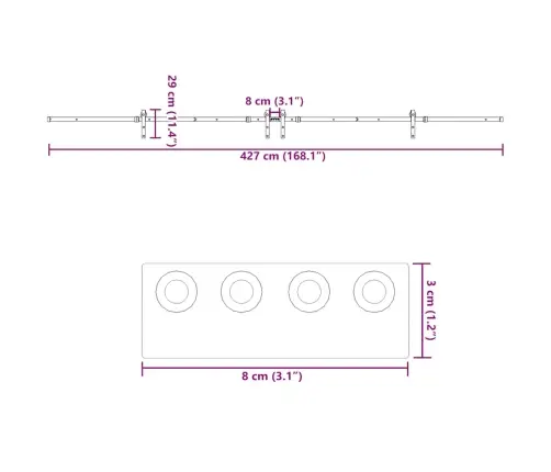 Bīdāmo Durvju Sistēma, 427 Cm, Melns Tērauds Vidaxl