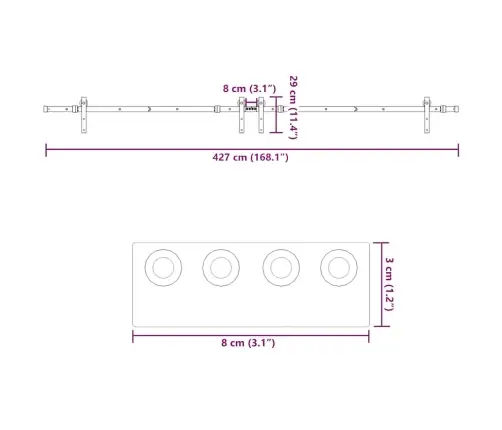 Bīdāmo Durvju Sistēma, 427 Cm, Melns Tērauds Vidaxl