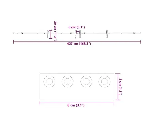Bīdāmo Durvju Sistēma, 427 Cm, Melns Tērauds Vidaxl