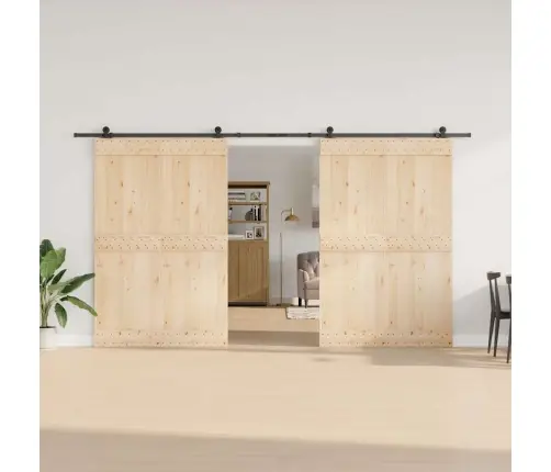 Bīdāmo Durvju Sistēma, 400 Cm, Melns Tērauds Vidaxl