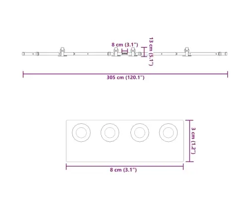 Bīdāmo Durvju Sistēma, 305 Cm, Melns Tērauds Vidaxl