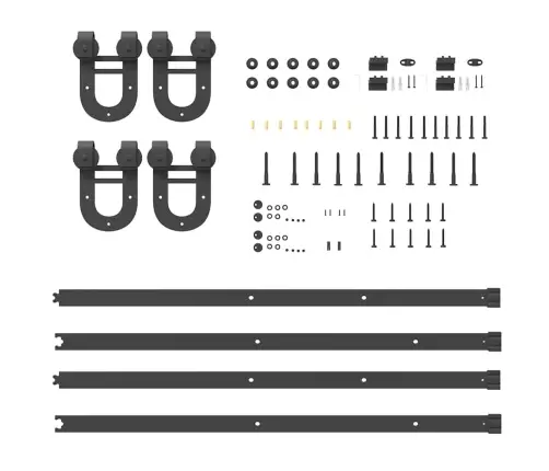 Bīdāmo Durvju Sistēma, 400 Cm, Melns Tērauds Vidaxl