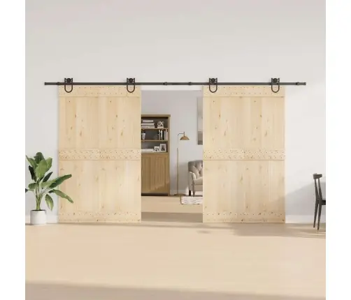 Bīdāmo Durvju Sistēma, 400 Cm, Melns Tērauds Vidaxl