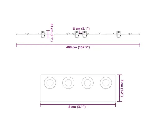 Bīdāmo Durvju Sistēma, 400 Cm, Melns Tērauds Vidaxl