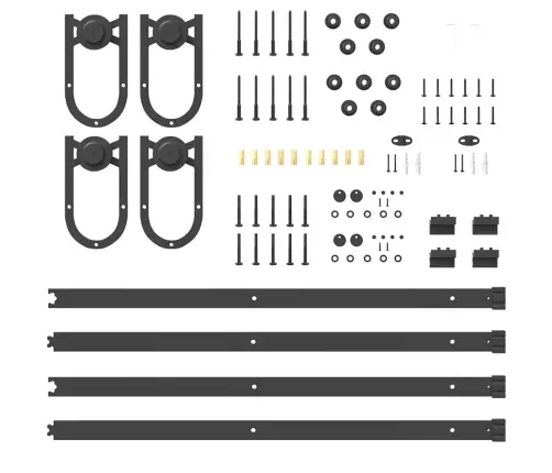 Bīdāmo Durvju Sistēma, 400 Cm, Melns Tērauds Vidaxl