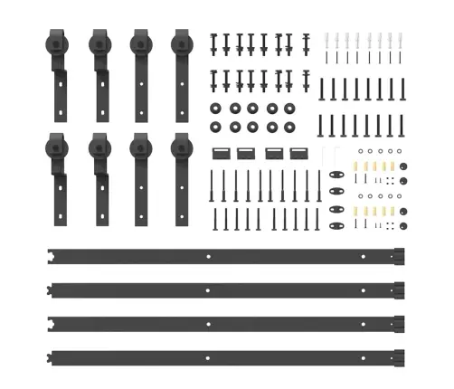 Bīdāmo Durvju Sistēma, 366 Cm, Melns Tērauds Vidaxl