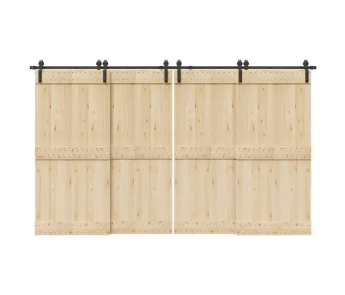 Bīdāmo Durvju Sistēma, 366 Cm, Melns Tērauds Vidaxl