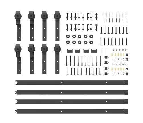 Bīdāmo Durvju Sistēma, 400 Cm, Melns Tērauds Vidaxl