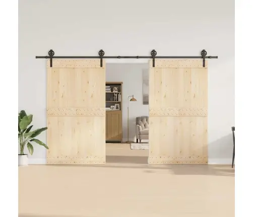 Bīdāmo Durvju Sistēma, 366 Cm, Melns Tērauds Vidaxl