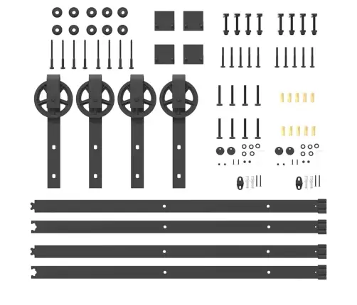 Bīdāmo Durvju Sistēma, 366 Cm, Melns Tērauds Vidaxl