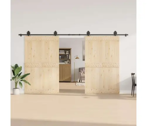 Bīdāmo Durvju Sistēma, 400 Cm, Melns Tērauds Vidaxl