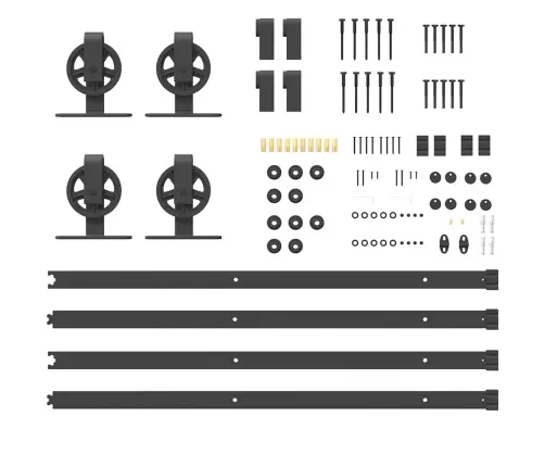 Bīdāmo Durvju Sistēma, 400 Cm, Melns Tērauds Vidaxl