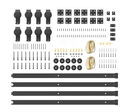 Bīdāmo Durvju Sistēma, 366 Cm, Melns Tērauds Vidaxl