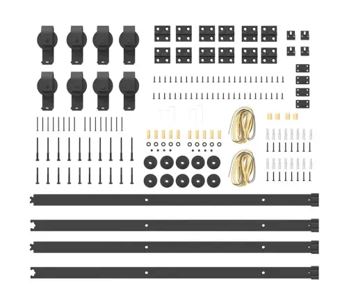 Bīdāmo Durvju Sistēma, 400 Cm, Melns Tērauds Vidaxl