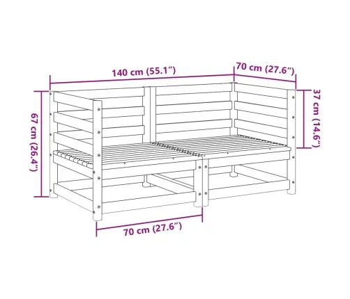 2-Daļīgs Dārza Dīvāna Komplekts, Impregnēts Priedes Koks Vidaxl
