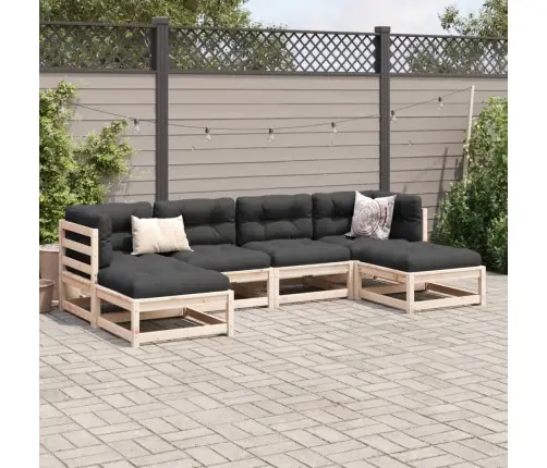 6-Daļīgs Dārza Dīvānu Komplekts Ar Matračiem, Priedes Koks Vidaxl