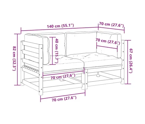 Sodo Komplektas Su Pagalvėlėmis, 2 Dalių, Impregnuota Pušis