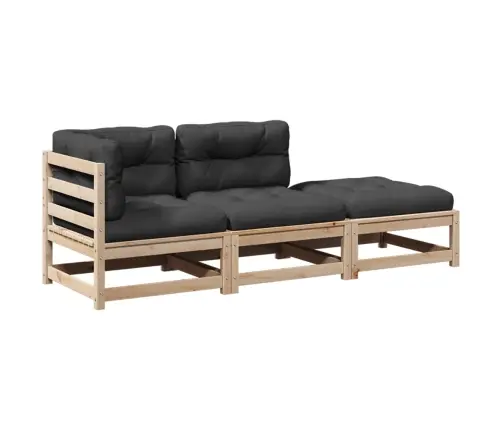 3-Osaline Aiadivani Komplekt Istmepatjadega, Männipuit