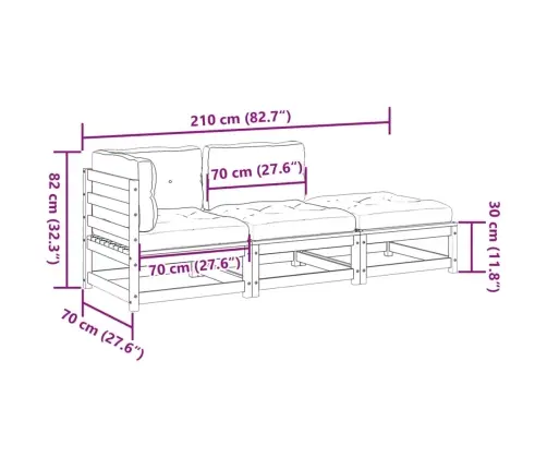 3-Osaline Aiadivani Komplekt Istmepatjadega, Männipuit