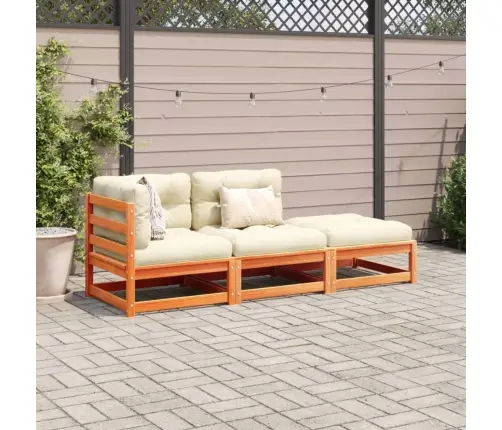 3-Osaline Aiadiivani Komplekt Patjadega, Vahapruun, Männipuit