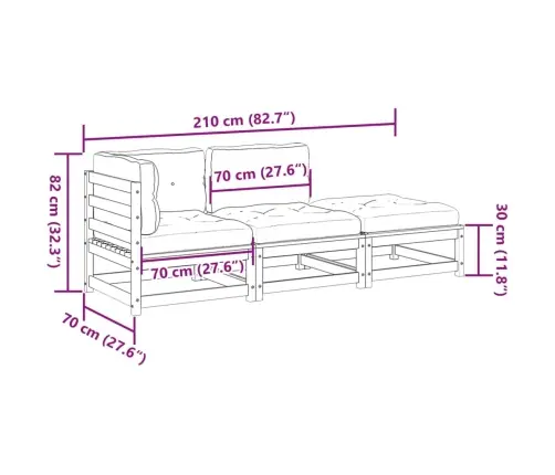 Sodo Komplektas Su Pagalvėlėmis, 3 Dalių, Douglas Eglės Masyvas Sodo Komplektas Su Pagalvėlėmis, 3 Dalių, Douglas Eglės Masyvas