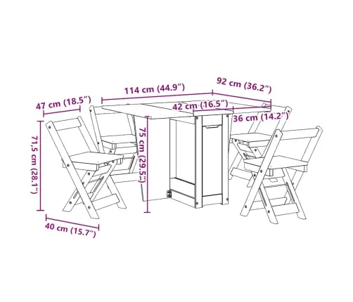 5-Daļīgs Galda Un Krēslu Komplekts Corona, Saliekams, Priede Vidaxl