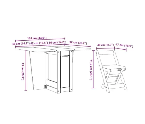 5-Daļīgs Galda Un Krēslu Komplekts Corona, Saliekams, Priede Vidaxl