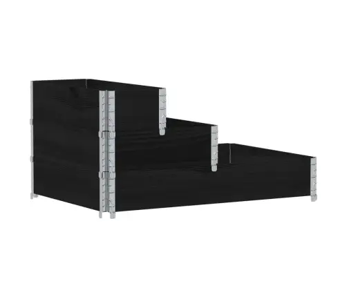 3-Līmeņu Puķu Kaste, Melna, 120X80 Cm, Priedes Masīvkoks Vidaxl