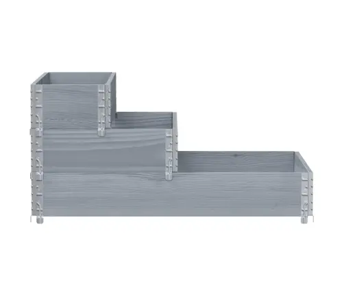 3-Līmeņu Puķu Kaste, Pelēka, 120X80 Cm, Priedes Masīvkoks Vidaxl