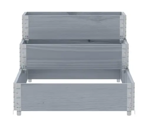 3-Līmeņu Puķu Kaste, Pelēka, 120X80 Cm, Priedes Masīvkoks Vidaxl