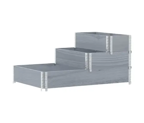 3-Līmeņu Puķu Kaste, Pelēka, 120X80 Cm, Priedes Masīvkoks Vidaxl