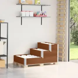 3-Līmeņu Puķu Kaste, Brūna, 120X80 Cm, Priedes Masīvkoks Vidaxl