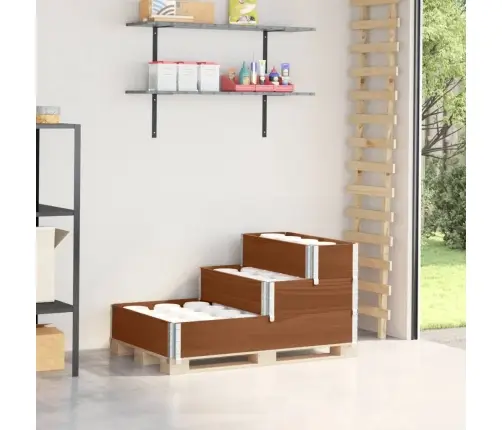 3-Korruseline Taimekast, Pruun 120X80 cm Männipuit