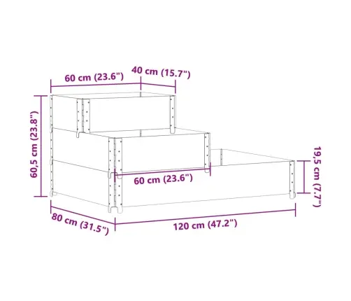 3-Korruseline Taimekast, Must 120X80 cm Männipuit