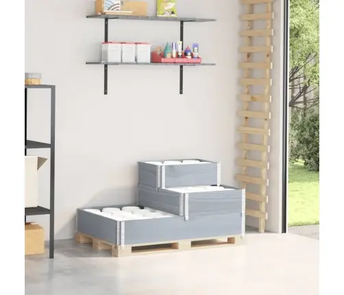 3-Līmeņu Puķu Kaste, Pelēka, 120X80 Cm, Priedes Masīvkoks Vidaxl