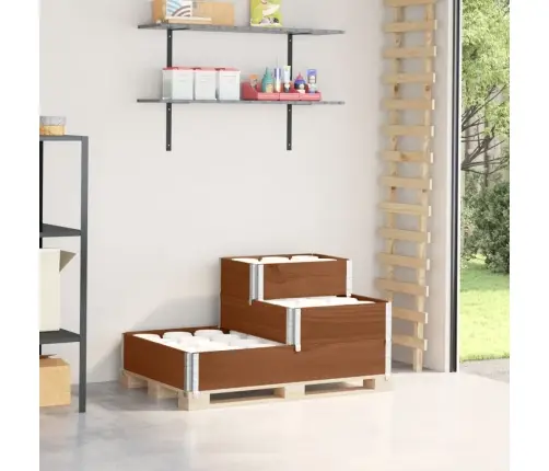 3-Līmeņu Puķu Kaste, Brūna, 120X80 Cm, Priedes Masīvkoks Vidaxl