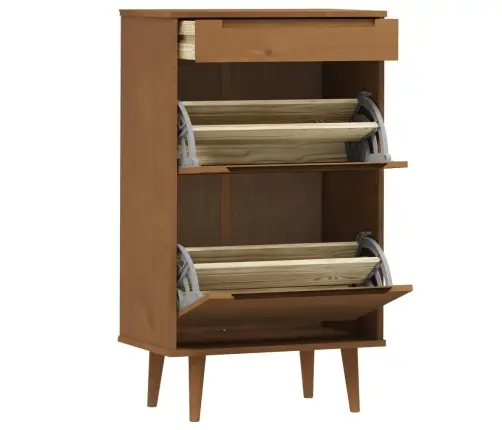 Apavu Plaukts Molde, Brūns, 59,5X35X103 Cm, Priedes Masīvkoks Vidaxl