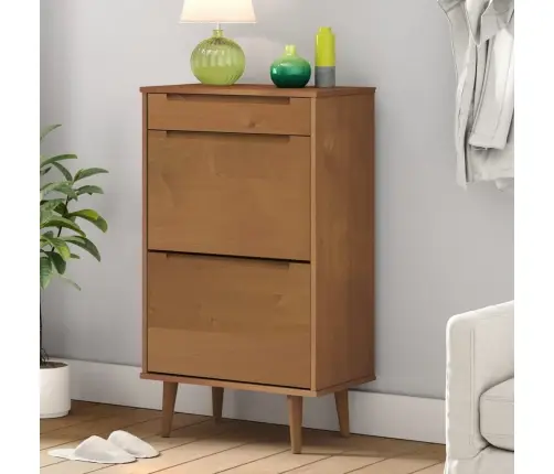 Apavu Plaukts Molde, Brūns, 59,5X35X103 Cm, Priedes Masīvkoks Vidaxl