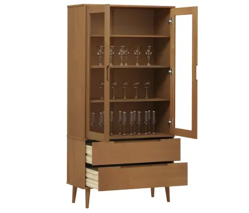 Vitriinkapp "Molde", Pruun, 90 X 35 X 175 cm Männipuit