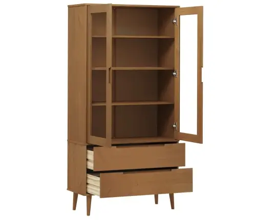 Vitriinkapp "Molde", Pruun, 90 X 35 X 175 cm Männipuit
