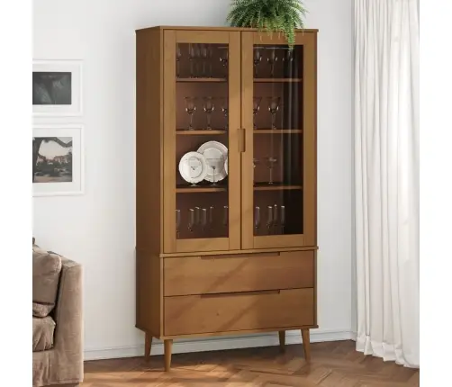 Vitriinkapp "Molde", Pruun, 90 X 35 X 175 cm Männipuit