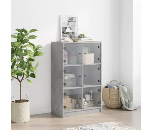 Augstais Skapītis Ar Durvīm, Betona Pelēks, 68X37X109 Cm Vidaxl