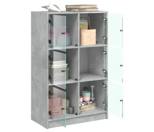 Augstais Skapītis Ar Durvīm, Betona Pelēks, 68X37X109 Cm Vidaxl