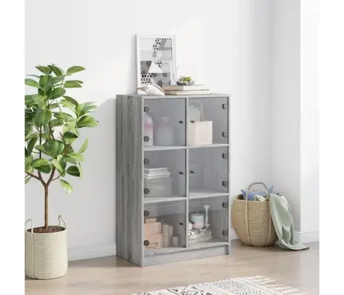 Augstais Skapītis Ar Durvīm, Pelēka Ozola, 68X37X109 Cm Vidaxl