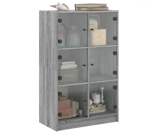 Augstais Skapītis Ar Durvīm, Pelēka Ozola, 68X37X109 Cm Vidaxl