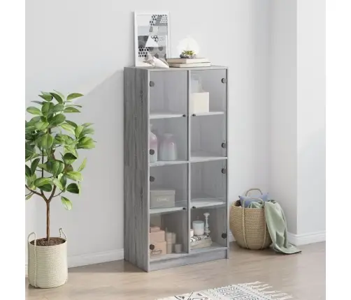 Kõrge Kapp Ustega, Must, 68X37X142 cm Tehispuit