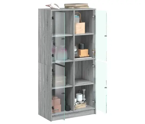 Kõrge Kapp Ustega, Must, 68X37X142 cm Tehispuit