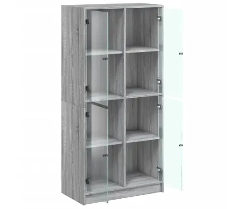 Kõrge Kapp Ustega, Must, 68X37X142 cm Tehispuit